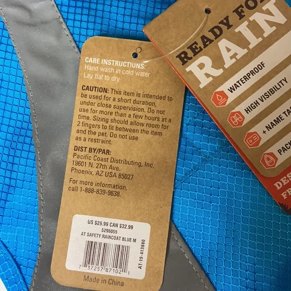 Arcadia Trail dog raincoat blue and grey high visibility - Picture 6 of 15